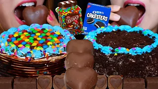 ASMR EATING CHOCOLATE M&M'S + OREO ICE CREAM CAKES 아이스크림 케이크 리얼사운드 먹방 ケーキ केक  *BIG BITES*