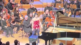 Yuja Wang curtain call with Dudamel & LA Phil, Rachmaninoff Concerto No 3, Feb 17, 2023