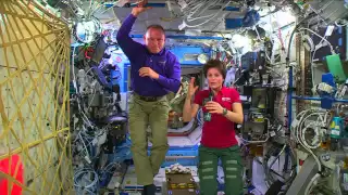 Space Station Crew Members Discuss Life in Space at Holidays with the Media