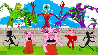 Siren Head Zombie Vs Team Piggy , Cartoon Cat Parody Story 7 - Roblox Piggy Animation - GV Studio