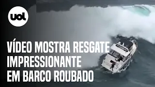 Ladrão rouba barco nos EUA, mas se dá mal no mar; vídeo mostra resgate impressionante