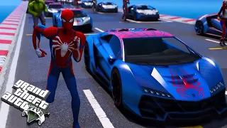 Spiderman sports cars and superheroes friends GTA 5 / Games Jokes MOD # 31