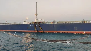 Large Crude oil tanker at Single point mooring buoy (SPM)