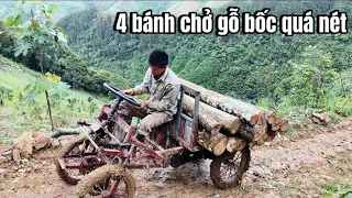 Bản Chống Chơ /Wheeled four Wheel mechanism- A Thành dùng chiếc bốn bánh chở gỗ