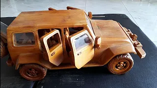 Di jual Miniatur jeep Rubicon terbuat dari kayu jati | offroad extreme