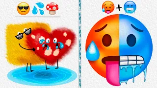 Hot vs Cold 🥵+🥶 Mixing emoji + more color mixing & digital art in Procreate