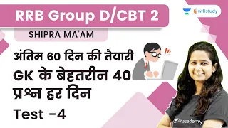 Test - 4 |  40 Questions Solved Paper | Last 60 Days | GK | RRB Group d / CBT -2 |Shipra Ma'am