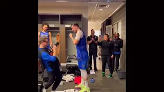 Luka Doncic and Mavericks locker room celebration after his 73 points