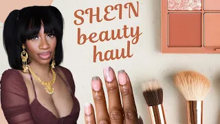 My 1st Time Trying SHEIN BEAUTY Haul - Press On Nails, Makeup Brushes, Sponges, Organizers and More