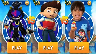 Sonic Dash vs Tag with Ryan PJ Masks Catboy vs PAW Patrol Ryder Run - All Characters Unlocked