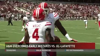 A&M overcomes early mistakes versus UL-Lafayette