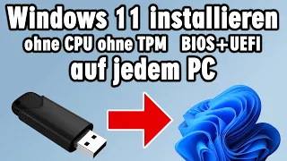 Windows 11 installieren auf jedem PC ohne CPU ohne TPM - Bios und UEFI - Rufus Tool - Deutsch