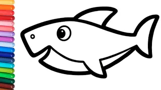 Baby Shark Drawing, Painting And Coloring For Kids And Toddlers// Learn Easy Drawings