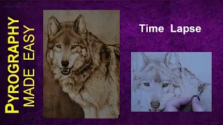 Wood Burning Art - Mexican Grey Wolf - pyrography time lapse