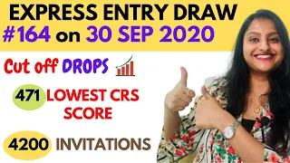 Express Entry Draw #164 on 30 September | EE Draw Cut-off drops | Latest Draw Canada PR 2020 Results