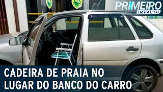 Motorista bêbado troca banco de carro por cadeira de praia | Primeiro Impacto (01/08/23)