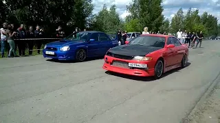 MARK2 JZX93 1JZ-GTE TT vs SUBARU WRX STI