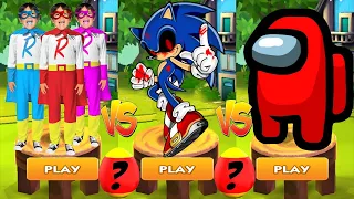 Tag with Ryan vs Sonic Exe Sonic Dash vs Among Us Rush - All Characters Unlocked All Bosses Gameplay