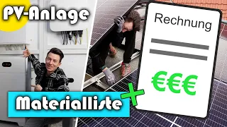 DIY Photovoltaik - Kosten und Materialliste - günstige PV Anlage