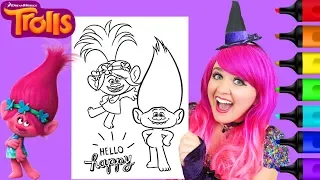 Coloring Trolls Poppy & Guy Diamond GLITTER Coloring Page Prismacolor Markers | KiMMi THE CLOWN