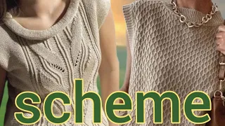 4 схемы на жилеты, связанные спицами и крючком. 4 patterns for vests, knitted and crocheted.