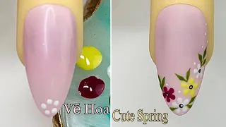 Cute Spring Nail Art Step-by-Step For Beginner 💖Vẽ Hoa💅 New Nails Design 💝 New Nails