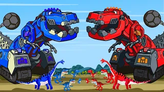 BRACHIOSAURUS vs T-REX, TRICERATOPS DINOSAURS, Excavator,Tractor, Truck: Who Is The King Of Monster?