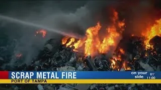 Crews battle large scrap metal fire in Hillsborough