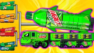 BRAND WAR : Mountain Dew Tank VS Coca Cola Tank / 7UP Tank / Sprite Tank | Arena Tank Cartoon