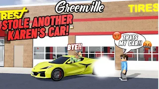 I (SUCCESSFULLY) STOLE A KAREN'S CAR!!! + RIZZING UP MY BOSS!! || ROBLOX - Greenville Roleplay