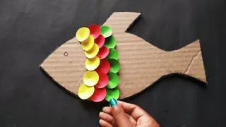 Diy fish wall hanging craft ideas using colour paper and cardboard