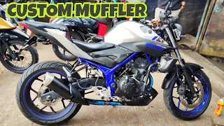 KHUSUS DEWASA MOTOR SPORT YAMAHA R25 HEADER RACING MUFFLER STANDAR BOBOK SATU LEHER DUA SILENCER