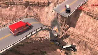 Collapsing Bridge Pileup Crashes 22 | BeamNG.drive