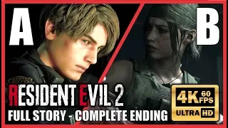 RESIDENT EVIL 2 REMAKE 4K MOVIE Full Game Complete Ending Leon "A" + Claire "B" 4K 60fps Walkthrough