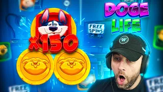 Buying A TON of BONUSES & hit a CRAZY 150x MULTI on the *NEW* DOGE LIFE slot!! (Bonus Buys)