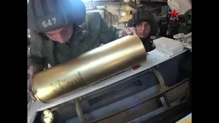Msta-S self-propelled artillery mount firing by crew's eyes