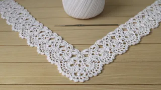 Ажурная КАЙМА для скатерти ВЯЗАНИЕ КРЮЧКОМ мастер-класс Crochet Border for Doily Tablecloth