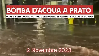 METEO: TEMPORALE autorigenerante in TOSCANA, una bomba d'acqua allaga PRATO e CAMPI BISENZIO!