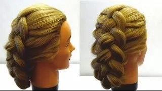 Прическа с плетением Плетение косы из 4 прядей Four (4) strand braid hairstyle