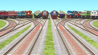 12 TRAIN CROSSING ON THREE SIDES CURVE RAILROAD | Rajdhani Train | Electric Vs Diesel Train | Anime