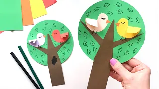 🌳 Пташки на дереві. Дитяча аплікація з паперу.