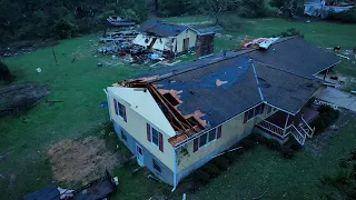 Drone Video Of The The Echo, AL Tornado Damage - 3/9/2024