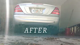 MERCEDES BENZ CL500 W215 5.0L V8 MUFFLER DELETE, XPIPE & QUAD TIPS BEFORE & AFTER....