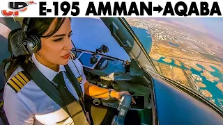 Royal Jordanian E-195 Amman to Aqaba | Full cockpit Flight & Pilot Briefings