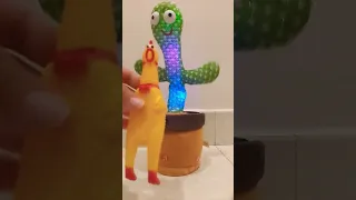 Satisfying Video Rubber Chicken toy Vs Dancing Cactus 🌵  #shorts #chicken #toys #cactus #trending
