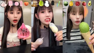 Asmr Eating Emoji Foods 🍭🧋🍿🥑🍓🍉🥑🍰🥩🍅🍦 Relaxing Tiktok Food | Satisfying