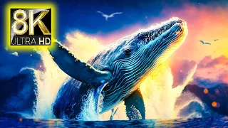 8K HDR 60FPS Dolby Vision - Sea animals and soul-relaxing music - Calm Piano Music - 8K Video HD