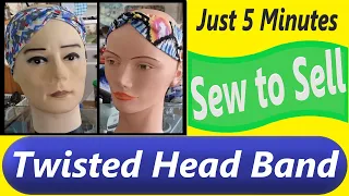 DIY Twisted Head Band Tutorial Sew to Sell Stretch fabric for Beginners. Tube turning hack included