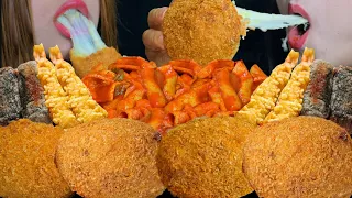 ASMR EATING GIANT CHEESE BALLS + SPICY RICE CAKES (TTEOKBOKKI) + FRIED FOODS 먹방