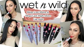 WetnWild New Mega Last Matte and Mega Last High-Shine Lip Color review and demo/2020